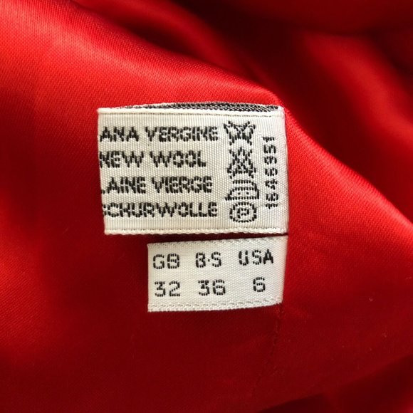 GY Pure New Wool Red Coat Jacket Double Breasted Italy Vintage Womens Size 6 EUC - Picture 7 of 13